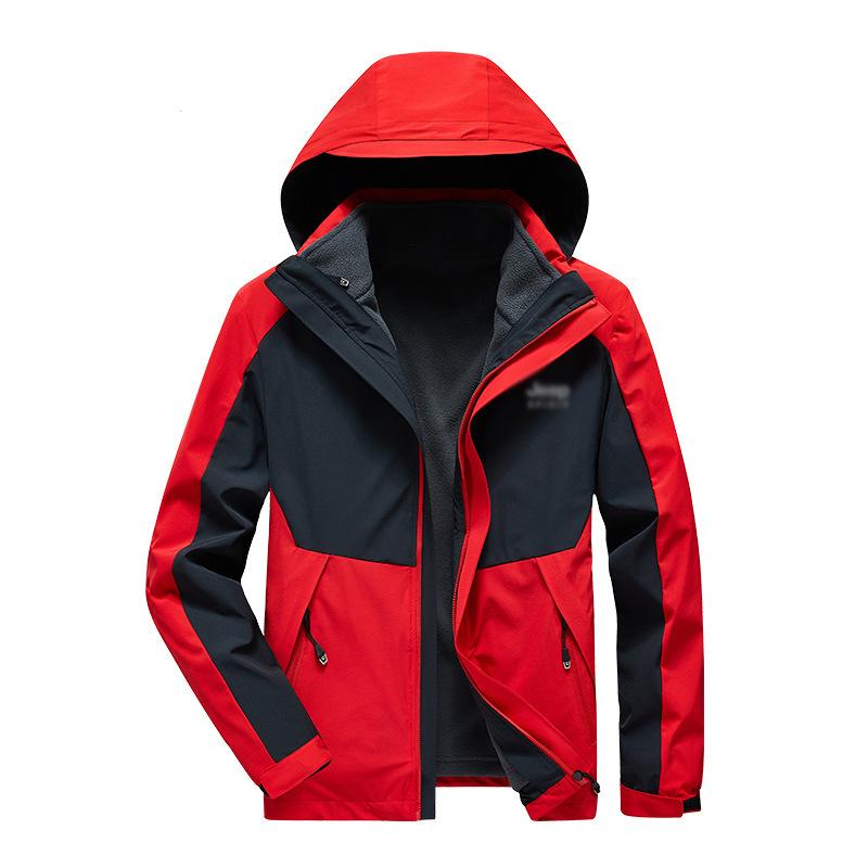 楽天LINEAR shopジャケット 男性用 取り外し可能フード付き カジュアル ゆったり 2点セット 春秋 アウトドア ブラック レッド ナイロン