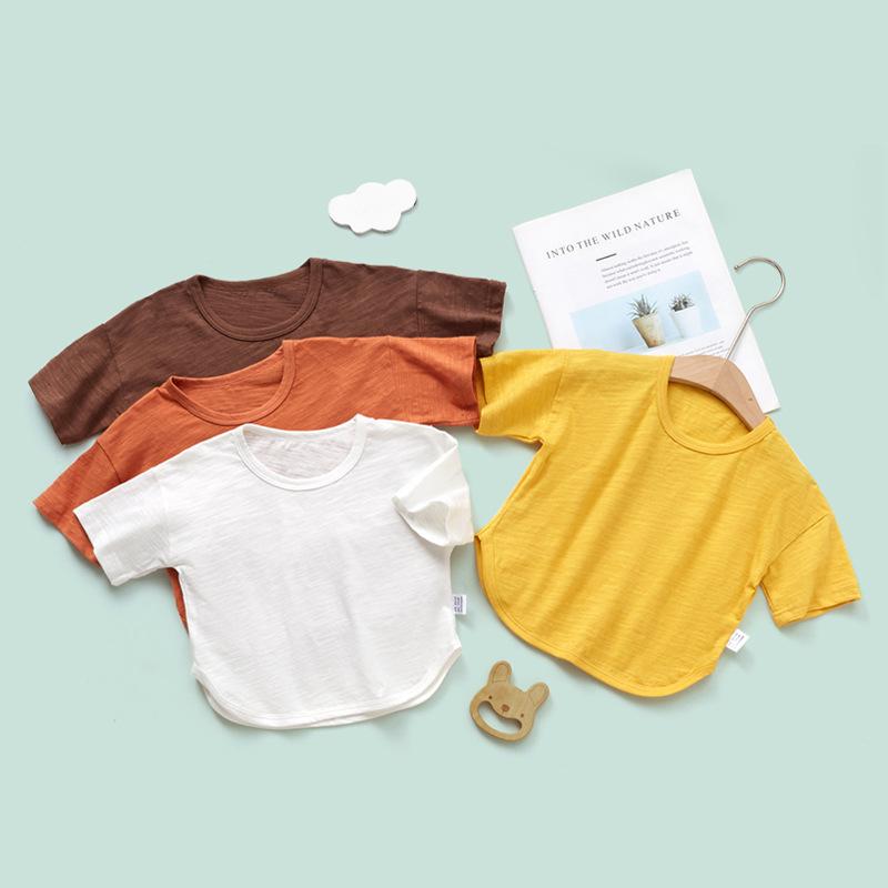 Tシャツ キッズ 子供服 ベビー服 半袖 竹節綿 カットソー トップス 男女兼用 幼児 無地 春夏 薄手 80cm 90cm 100cm 110cm 120cm(x3)