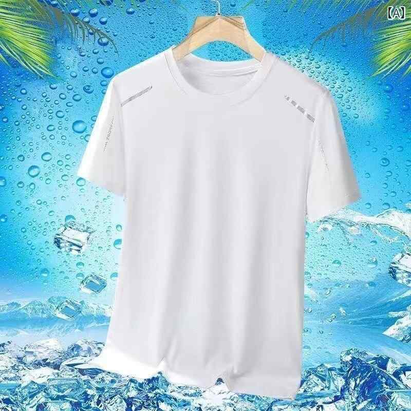 Wear - Tシャツ メンズ 男性用 半袖 ポリエステル メッシュ 薄手 接触冷感 吸湿速乾 涼感 通気性 スポーツ 普段使い カジュアル