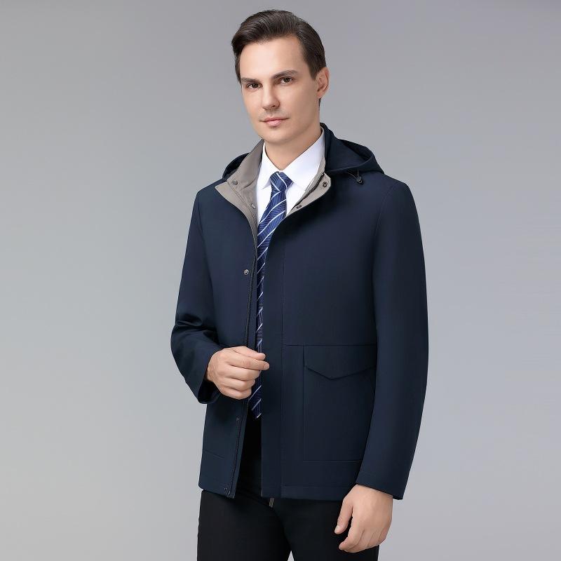 ジャケット メンズ 男性用 厚手 秋冬 防風 撥水 アウター 紳士服 ビジネス カジュアル ミドルエイジ 40代 50代 60代 ネイビー ブルー ポリエステル