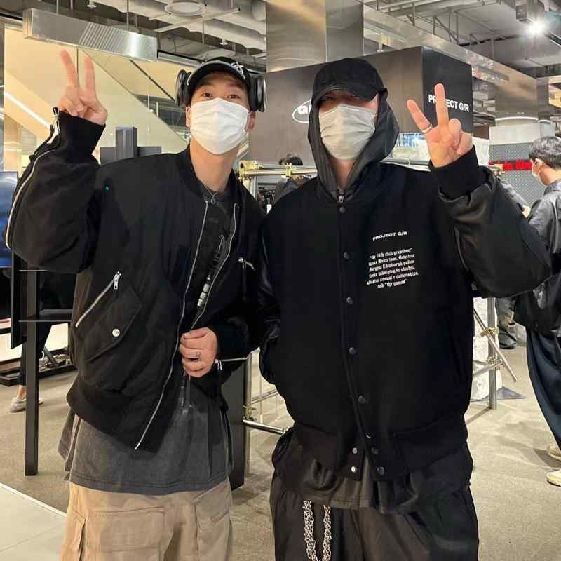 ジャケット メンズ 男性用 毛織 スタジャン 秋冬 ストリート 普段使い カジュアル ブラック