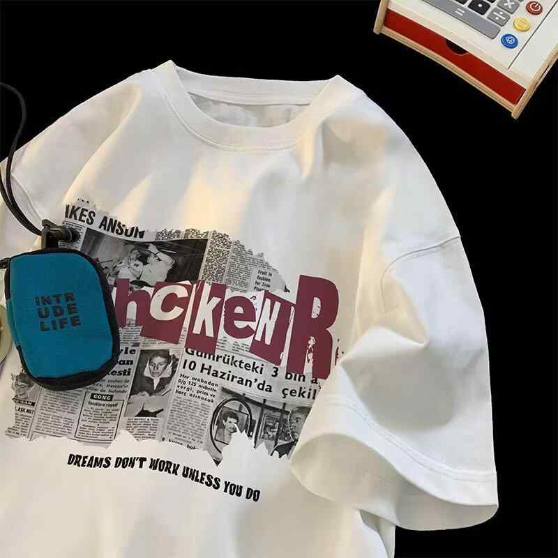 Tシャツ メンズ 男性用 半袖 プリントTシャツ ビッグシルエット ゆったりサイズ ポリエステル カジュアル スポーティ 春夏 ホワイト ブラック グレー レッド ベージュ