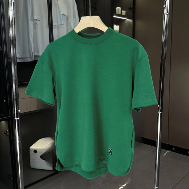 Tシャツ メンズ 半袖 ポリエステル トップス ラウンドネック スリムフィット 薄手 通気性 吸湿速乾 普段使い カジュアル ブラック ホワイト グレー グリーン レッド