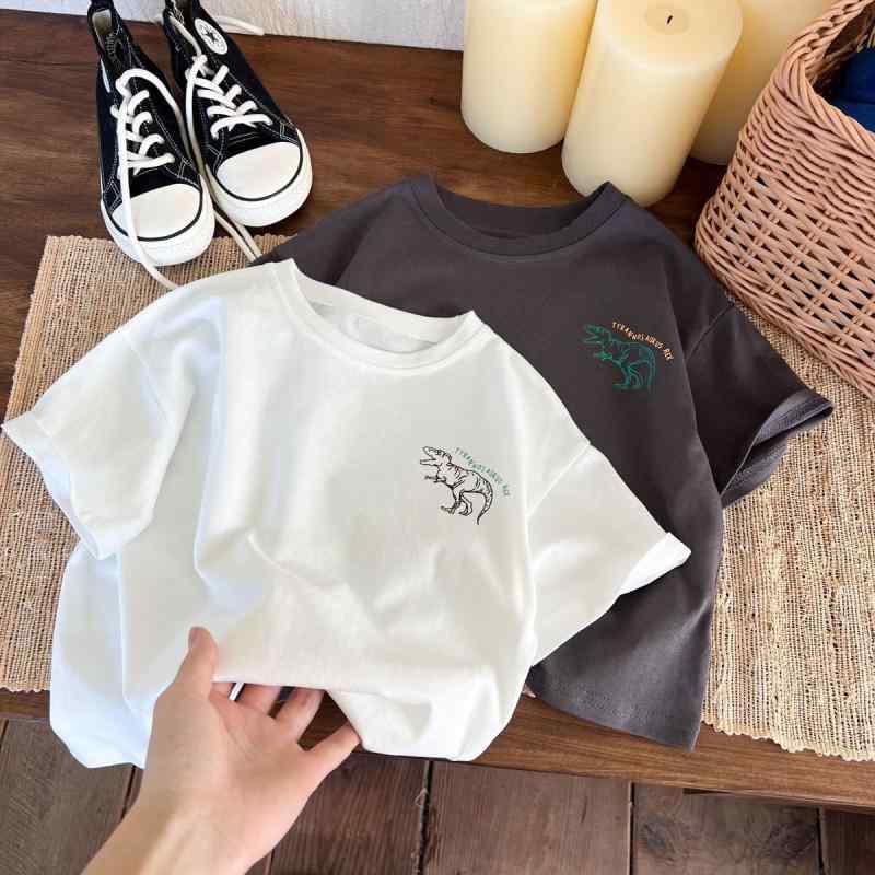 Tシャツ キッズ 男女兼用 半袖 綿 プリント カジュアル トップス 恐竜 アニマル柄 かわいい 夏物 子供..