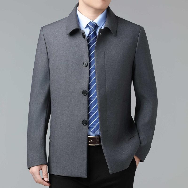ジャケット 男性用 ウール 混紡 テーラード 秋冬 防風 紳士服 アウター 上着 グレー