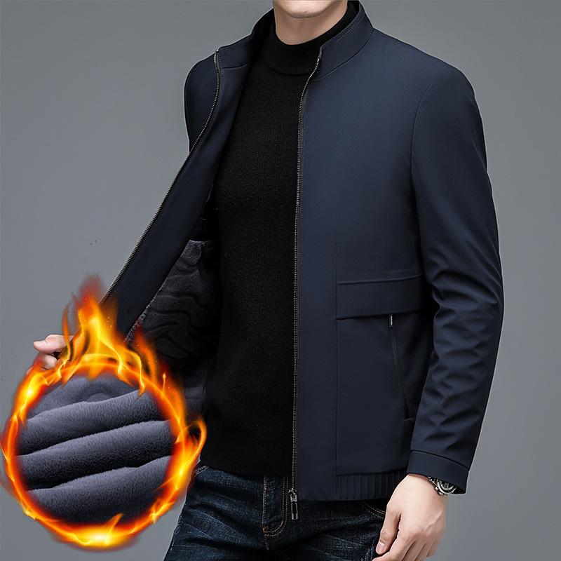 ジャケット メンズ 男性用 春秋 アウター 立襟 紳士服 シニア ビジネス カジュアル 無地 化繊混紡 薄手 上着 ジャンパー ブルゾン 170 175 180 185 190 195 上青 墨緑