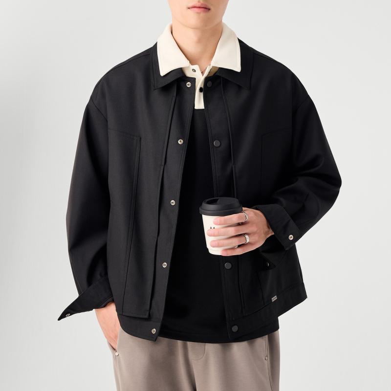 ジャケット 男性用 アーバン 通勤 普段使い テーラード ポリエステル ブラック 黒 コーヒー ブラウン 長袖