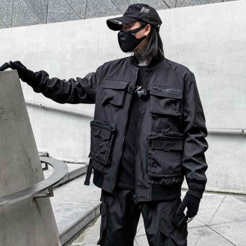 ジャケット 男性用 秋冬 韓国 ワーク アウター 10代 20代 ブラック ポリエステル