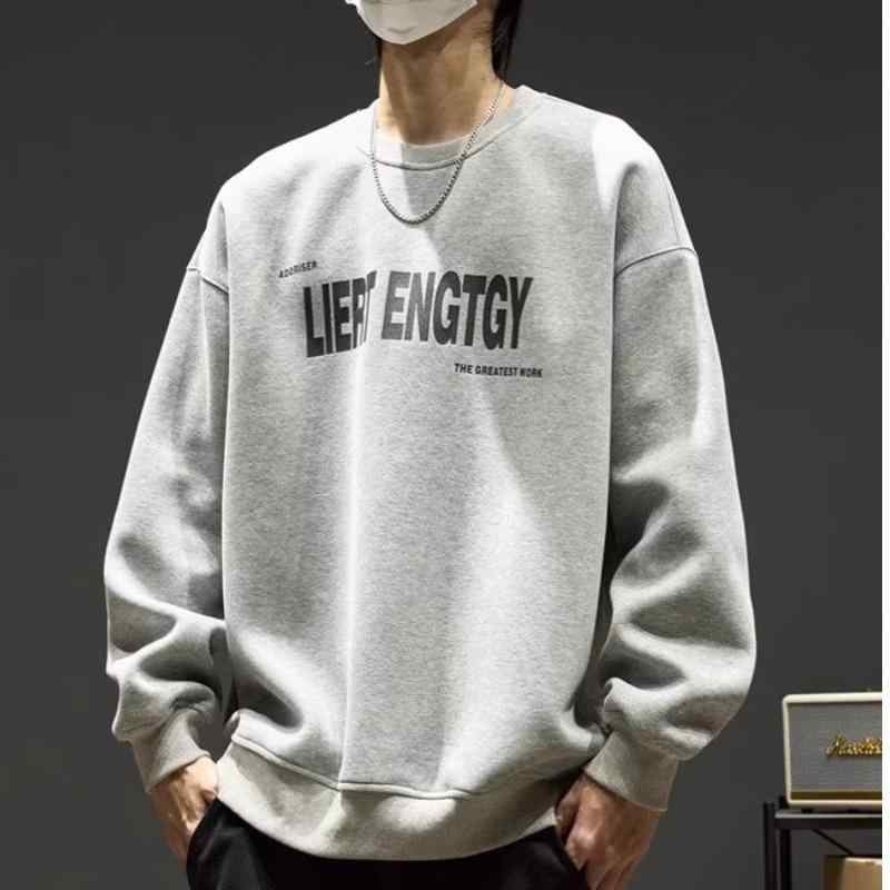 スウェット メンズ 秋冬 長袖 Tシャツ ルーズ 字母 プリント カジュアル トップス ラウンドネック 普段着 部屋着