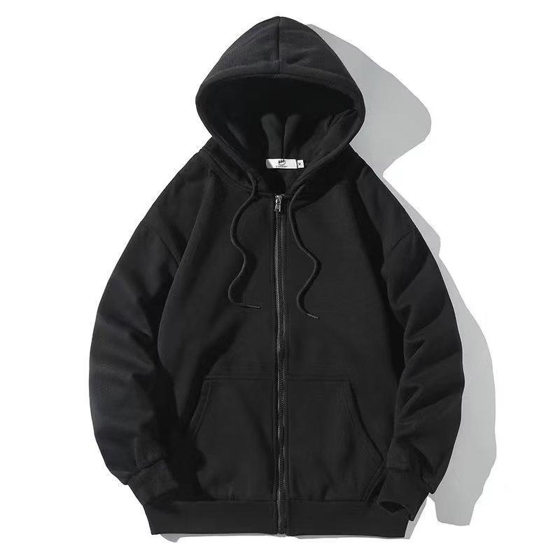 パーカー メンズ 男性用 秋物 ビッグシルエット ジップアップ スウェット 無地 長袖 ルーズフィット カジュアル ストリート スポーティー ブラック グレー ポリエステル