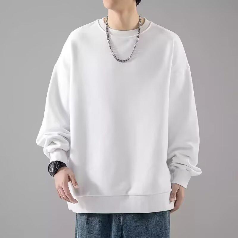 Tシャツ メンズ 長袖 秋冬 裏起毛 ゆったり 無地 トレーナー カットソー トップス 普段使い 部屋着 カジュアルウェア ポリエステル ブラック ホワイト グレー