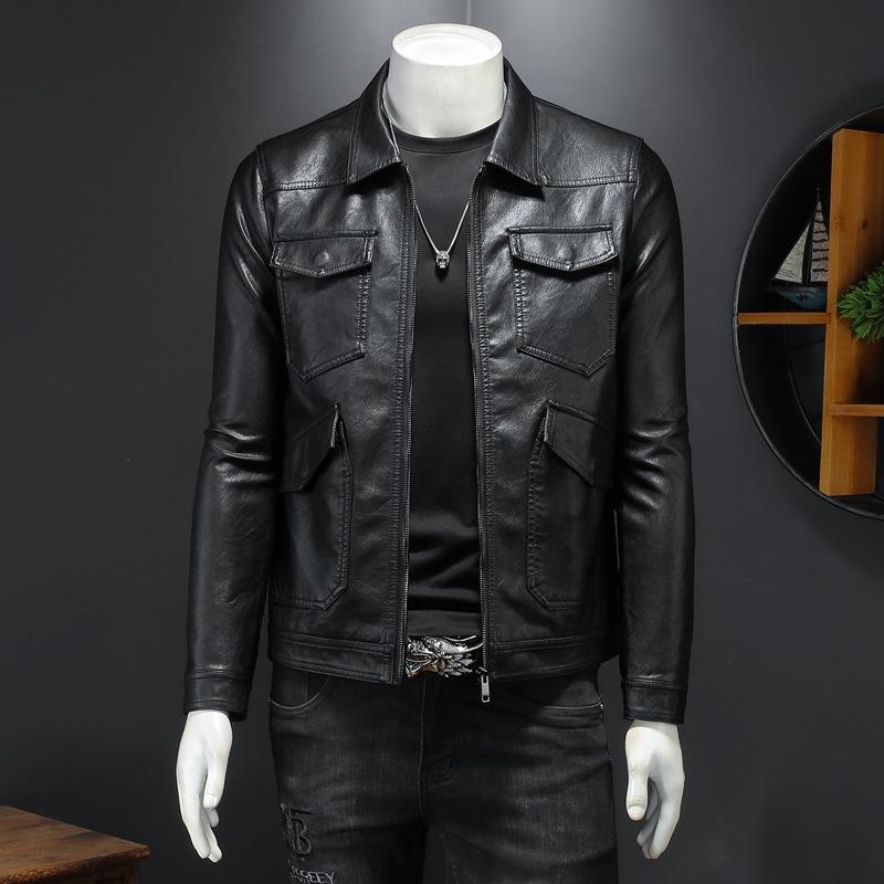 ジャケット 男性用 PUレザー ブルゾン 秋冬 春秋 カジュアル バイク オートバイ アウター 合皮 黒