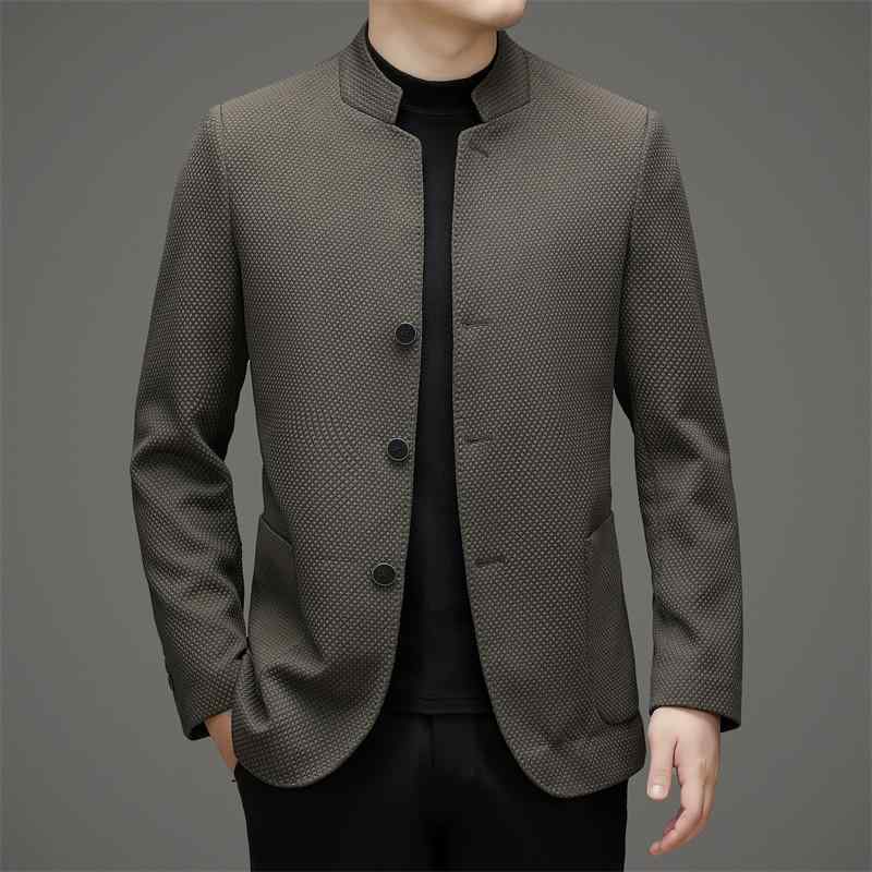 ジャケット メンズ スタンドカラー ブルゾン アウター スプリング 春秋 ポリエステル混紡 普段使い 合..