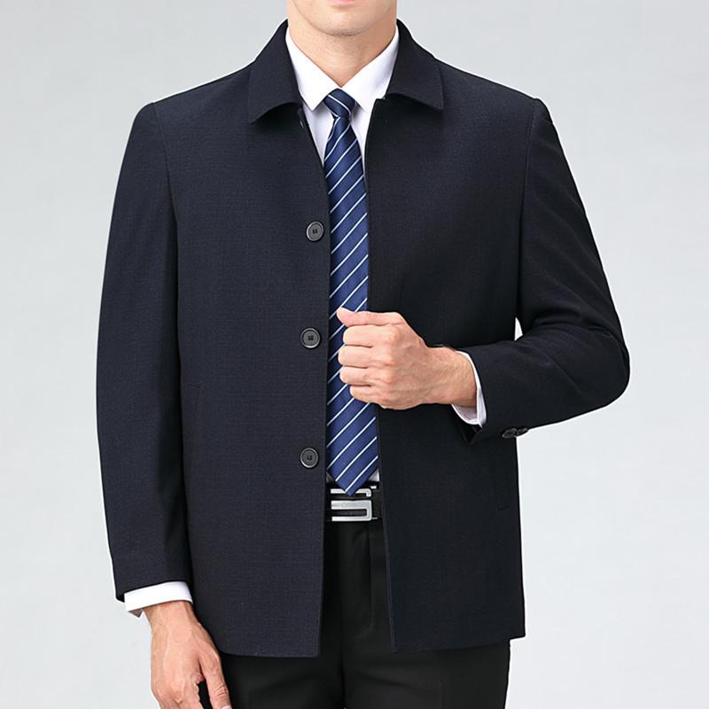 ジャケット メンズ 男性用 紳士服 ウール 混紡 アウター ミドル丈 テーラード 襟付き シングルブレスト 無地 ブラック 黒 ワインレッド カーキ ダークグレー 秋冬 ビジネス フォーマル カジュアル