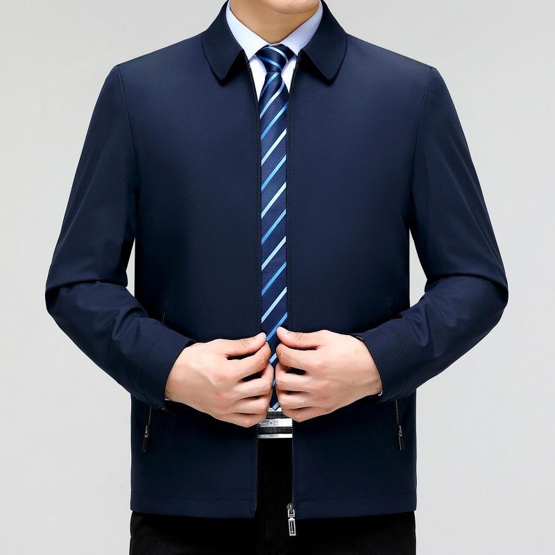 Hawaiian Jewelry - ジャケット 男性用 桑蚕糸 アウター 快適 紳士服 ビジネス カジュアル 無地 黒 ブラック 紺 ネイビー 春秋 シーズン