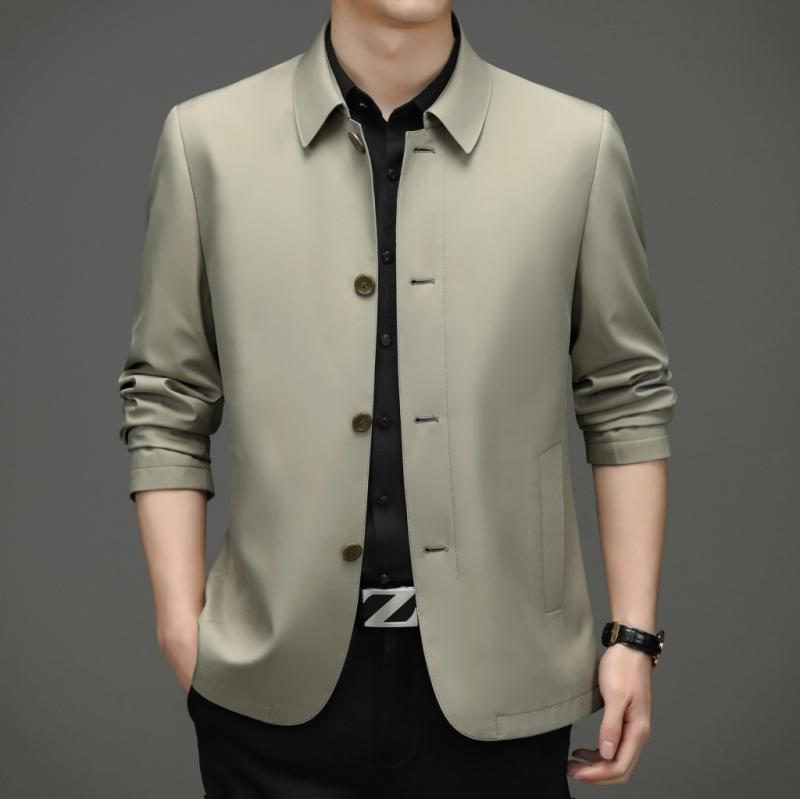 ジャケット メンズ 男性用 紳士服 アウター トップス 春秋 格子柄 襟付き ポリエステル生地 ポケット付き カジュアル ビジネス ミドルエイジ