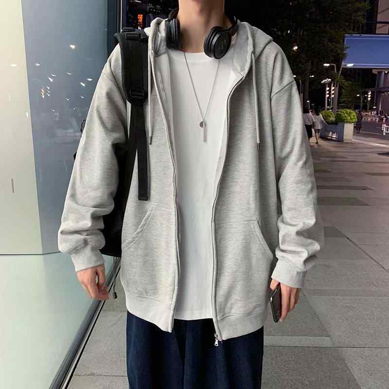 パーカー メンズ 薄手 長袖 フルジップ 無地 フード付き ポリエステル 黒 ブラック グレー ホワイト M L XL 2XL 3XL 4XL 5XL 春秋(x2)