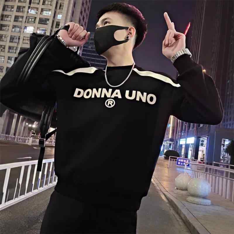 スウェット メンズ 長袖 Tシャツ 秋冬 トップス 裏起毛 カットソー プルオーバー トレーナー 普段使い 韓国 ポリエステル ブラック プリント M L XL 2XL 3XL 4XL 5XL