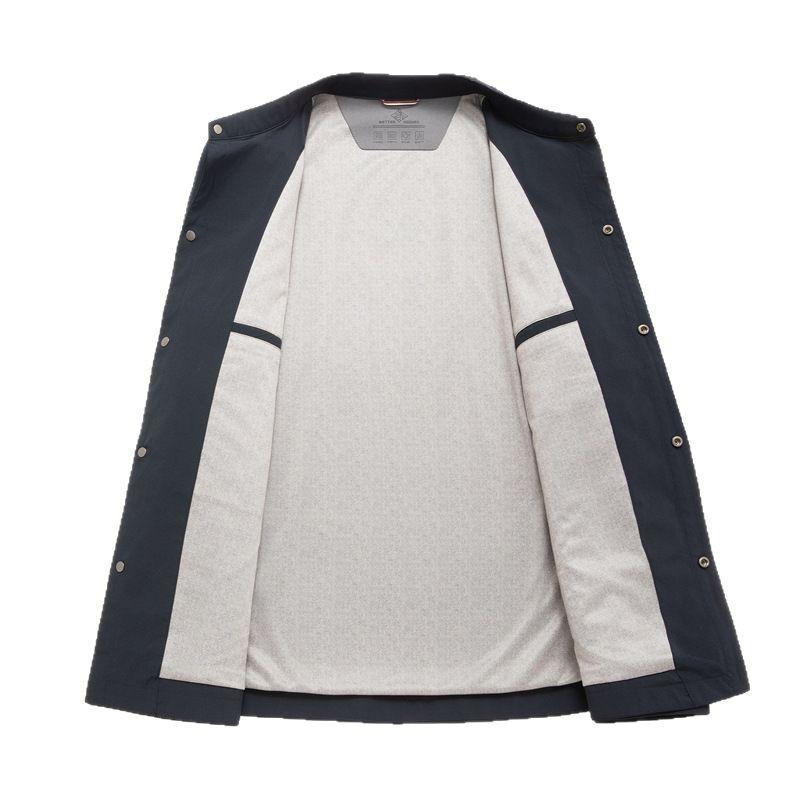 ジャケット 男性用 ブルゾン 春秋 紳士服 ビジネス カジュアル アウター ストレッチ 伸縮性 耐摩耗 吸湿速乾 無地 紺色 カーキ