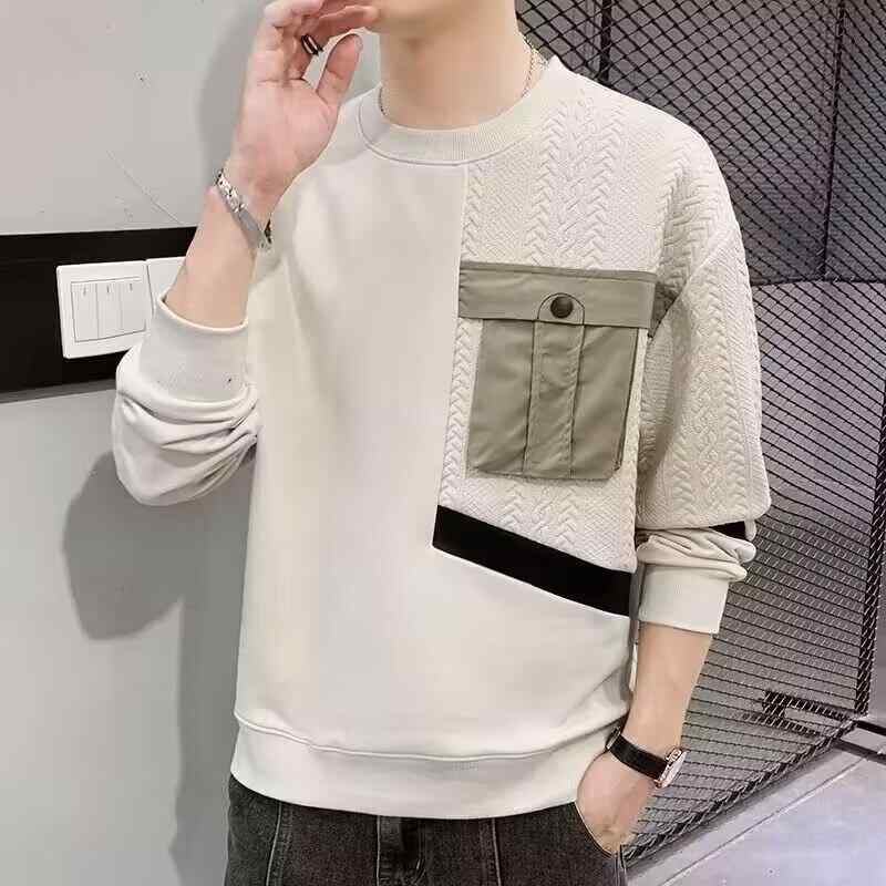 スウェット メンズ トレーナー 秋冬 長袖 プルオーバー ゆったり トップス 丸首 ポリエステル 切り替え 無地 カキ色 黒 白・カテゴリ: トレーナー/スウェット・スタイル: ストリート・袖丈: 長袖・ネックライン: ラウンドネック・素材: ポリエステル96%以上.-化繊混紡・柄: -・版型: ルーズ・対象: 青少年.成人・性別: メンズ・カラー: カーキ.ホワイト.ブラック・サイズ: M.L.XL.XXL.XXXL・重さ: 約180〜250g・ポケット: 立体パッチ