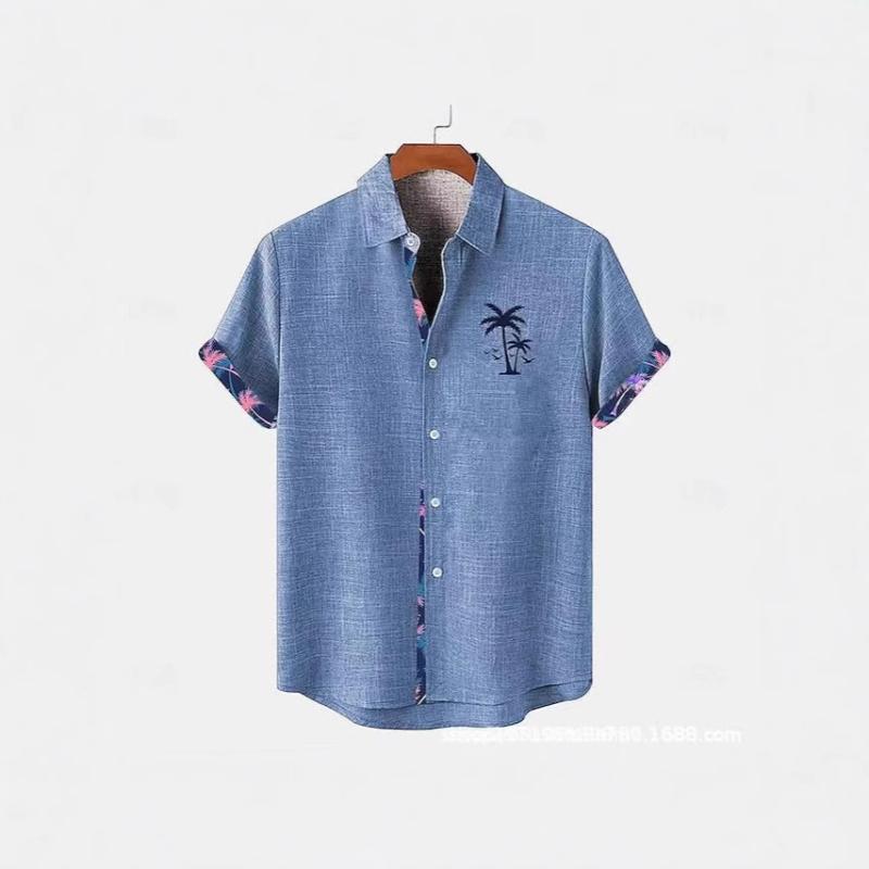 シャツ メンズ 男性用 半袖 アロハシャツ レトロ 開襟シャツ 開襟 総柄 竹繊維 麻 リネン混紡 通気性 涼しい 3Dプリント カジュアルシャツ XS S M L XL XXL XXXL 4XL 5XL 春夏