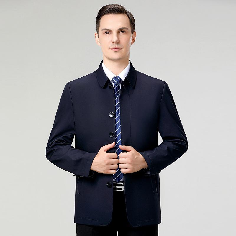 ジャケット メンズ 男性用 紳士服 アウター 絹 混紡 ミドル シニア 世代 秋物 レギュラーカラー 無地 ビジネス カジュアル 上着 長袖 青 ブルー カーキ