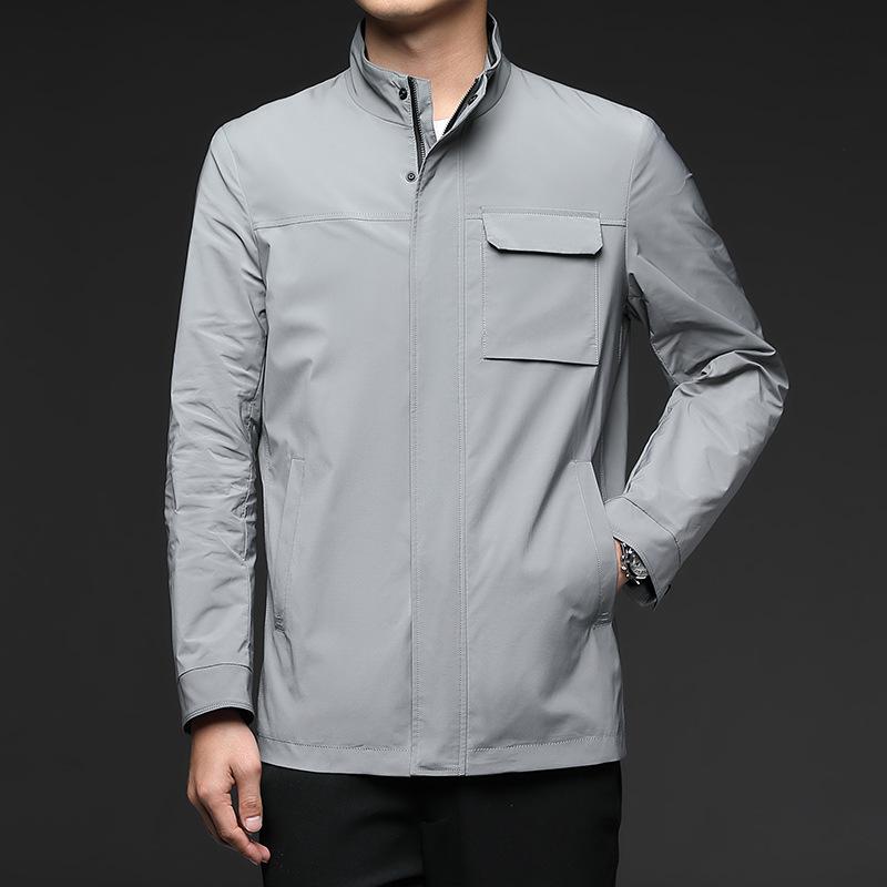 ジャケット メンズ 男性用 長袖 立襟 スプリングジャケット カジュアル ゆったり ルーズフィット 無地 ..