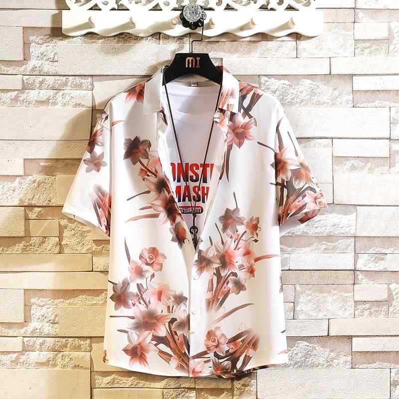 シャツ メンズ 男性用 アロハシャツ ハワイアン フラワープリント 半袖 開襟シャツ ポリエステル 洗濯機洗いOK 薄手 ゆったり リゾート カジュアル 春夏