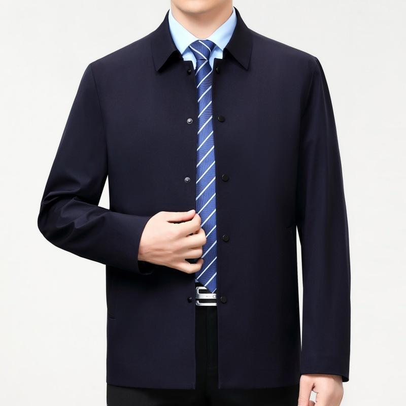 ジャケット 男性用 紳士服 桑蚕糸 襟付き 無地 ビジネス カジュアル スタンダード レギュラーフィット ..