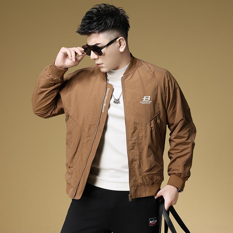 ジャケット メンズ 男性用 ブルゾン 春物 アウター 野球襟 長袖 無地 コットン 普段使い スポーティー カジュアル カーキ 黒 ブラック