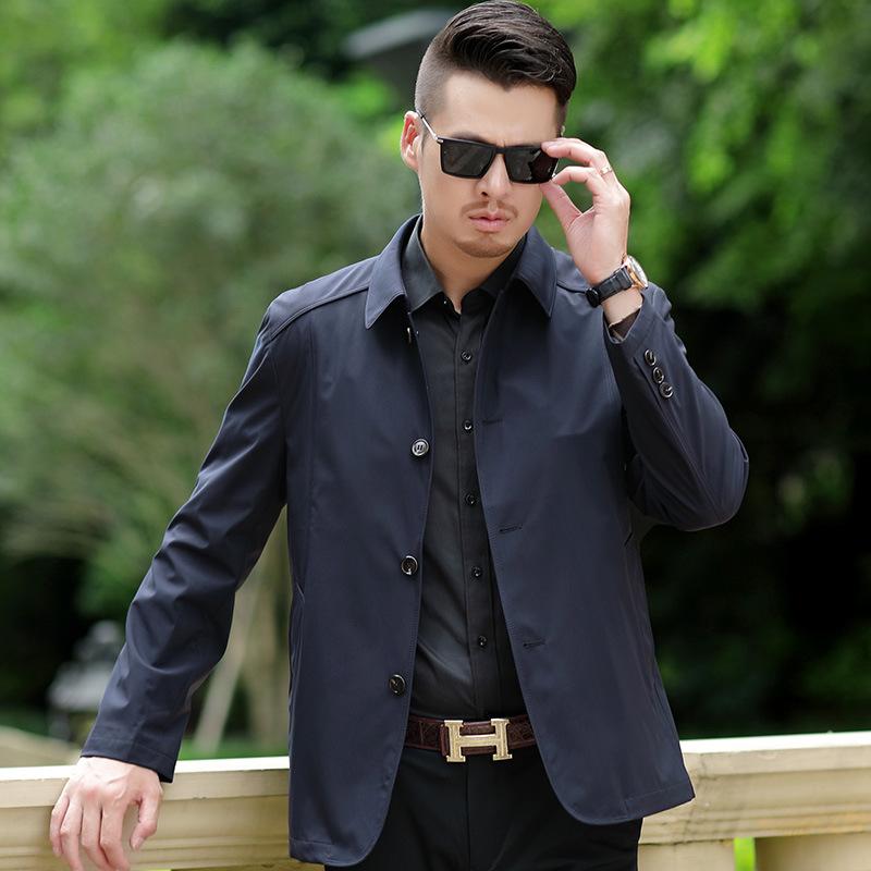 ジャケット 男性用 紳士 テーラード ポリエステル 無地 春秋 薄手 アウター 上着 深青 墨緑