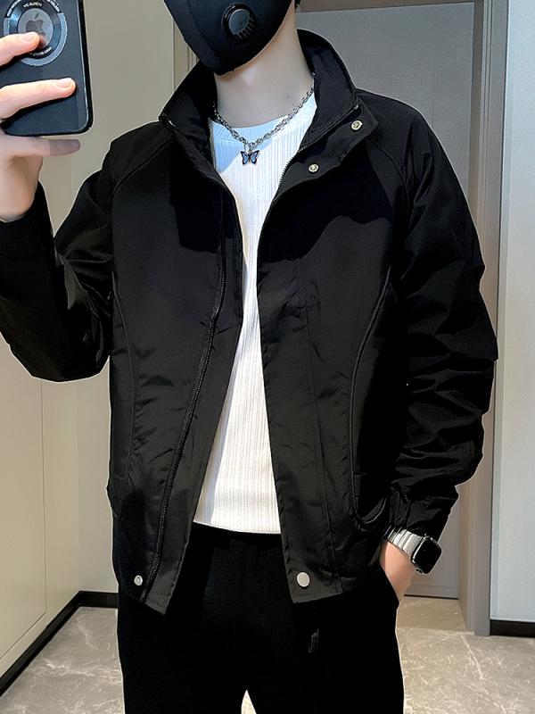 ジャケット メンズ ブルゾン ジャンパー 男性用 アウター 立襟 無地 カジュアル カーキ ブラック アーミーグリーン オレンジ 合体型 長袖 耐摩耗