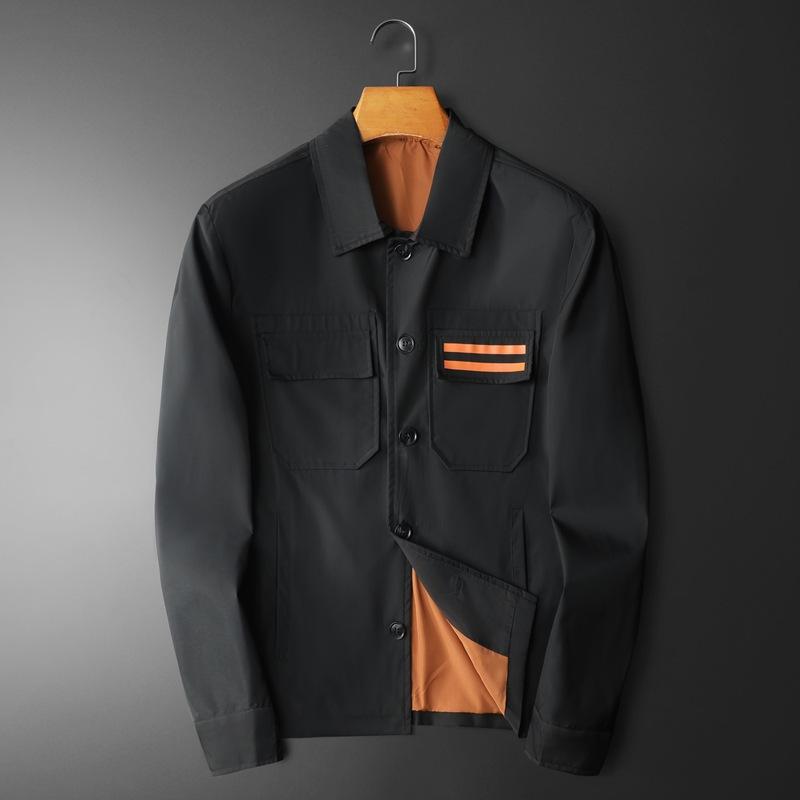 ジャケット メンズ 男性用 ブルゾン 春秋 薄手 コットン混紡 スリムフィット 襟付き カジュアル ブラック