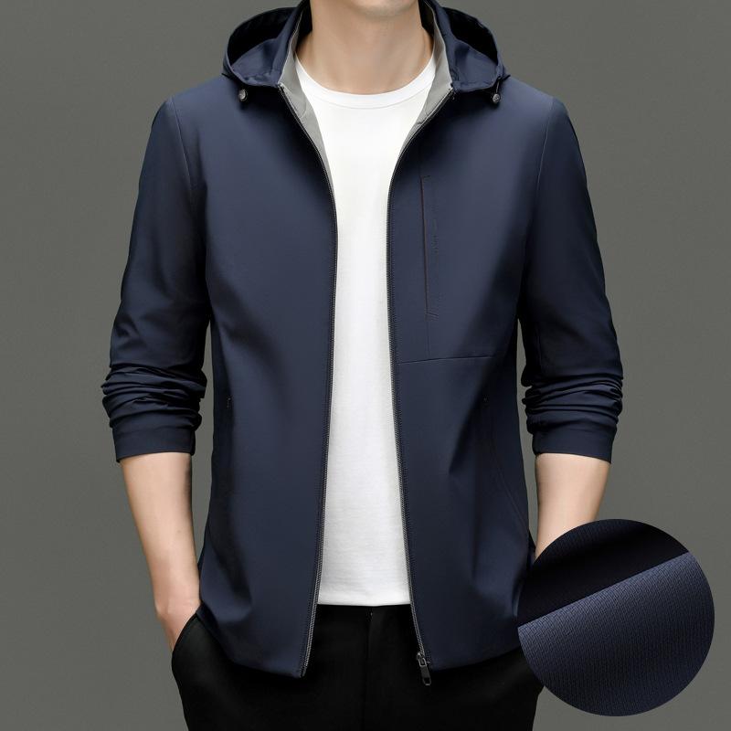 ジャケット メンズ 男性用 春秋 薄手 撥水 防風 フード付き ポリエステル 普段使い アウター