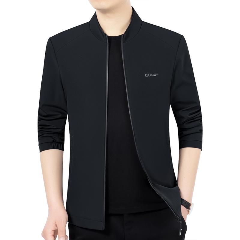 ジャケット メンズ 男性用 ブルゾン アウター 立襟 無地 春秋 30代 40代 50代 ビジネス カジュアル スポーティー スタイリッシュ 通気性 吸湿速乾 ブラック グレー系