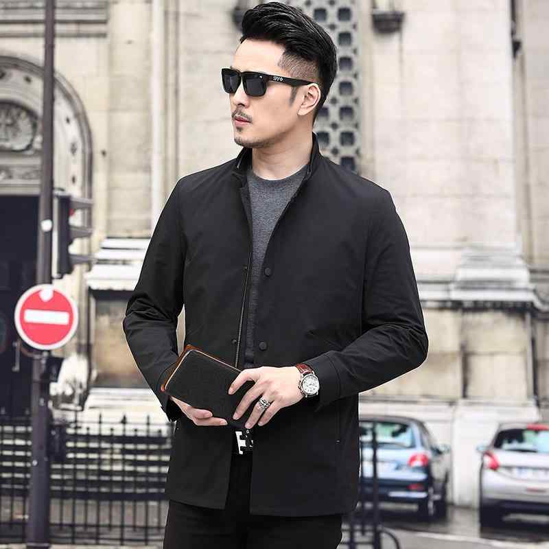 ジャケット 男性用 紳士服 アウター 立襟 ポリエステル 薄手 春秋 ブラック ブルー 170/M 175/L 180/XL..