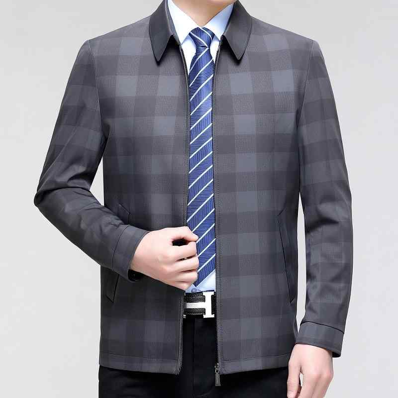 ジャケット メンズ 男性用 紳士 格子柄 襟付き アウター スプリング 秋 グレー ブルー グリーン ポリエステル100 多ポケット