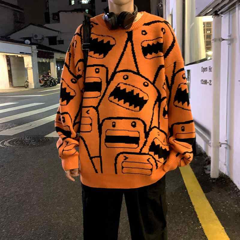 ニット メンズ ニットトップス プルオーバー ラウンドネック 長袖 ゆったりサイズ リラックス 普段使い カジュアル ウェア 秋冬