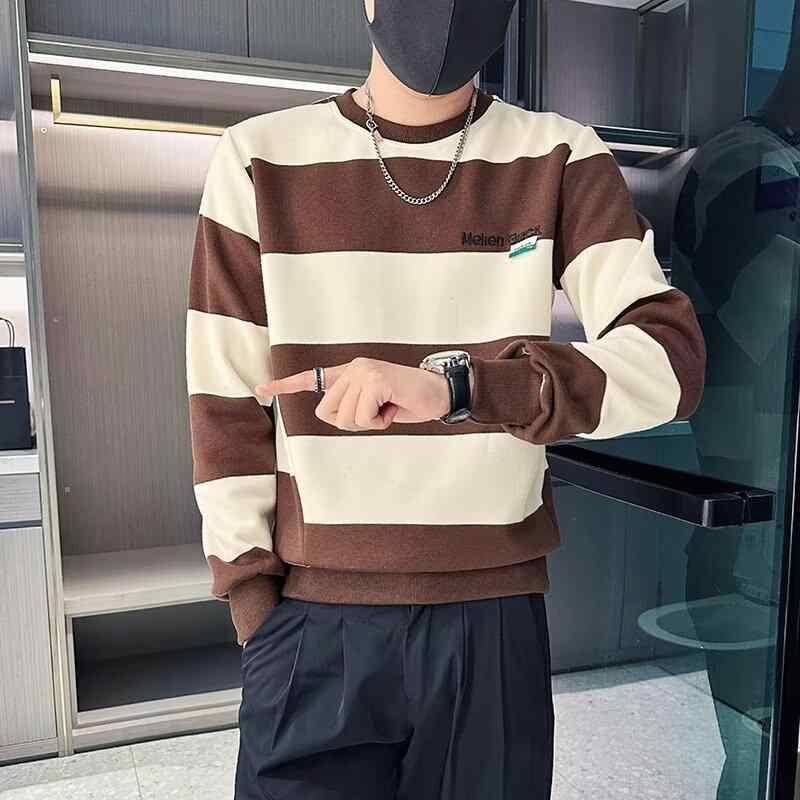 スウェット メンズ 春秋 薄手 長袖Tシャツ ストリート プルオーバー パーカー トップス 黒 白 ボーダー柄 カットソー