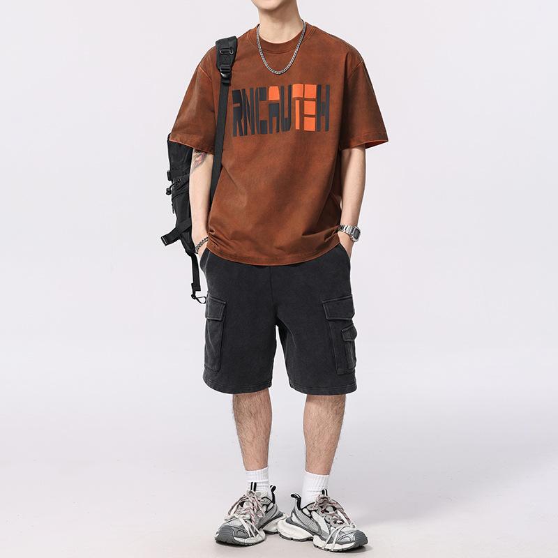 Tシャツ メンズ 半袖 薄手 レトロ 古着風 プリント クルーネック カットソー トップス 綿 コットン 普段使い 部屋着