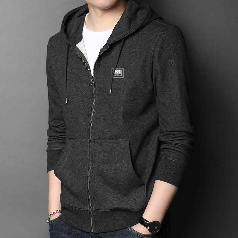 パーカー メンズ 男性用 春秋 コットン プリント柄 フード付き カーディガン トップス カットソー 長袖 165 170 175 180 185 190 ブラック 麻グレー 大红 藏青 木炭灰