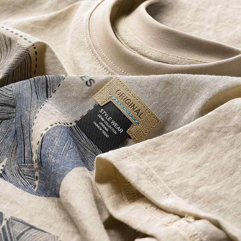 Tシャツ メンズ 男性用 薄手 オックスフォード 綿 混紡 半袖 おしゃれ アルファベット柄 プリント トッ..