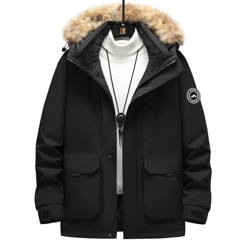Rain Wear - 羽絨服 メンズ 中綿 连帽 アウター 中長丈 白ダックダウン フェザー 防寒 防風 透湿性 多ポケット ミリタリーテイスト カジュアル スタイル