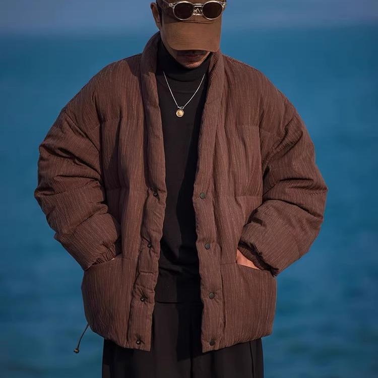 羽绒服 男性用 新 中式 ダウンジャケット 90%ダウン ポリエステル 珈琲色 黒 M L XL 2XL 3XL 防寒 通勤