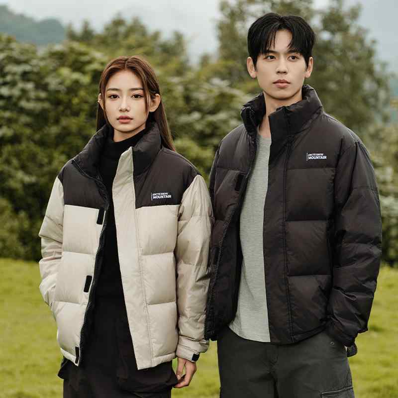 Rain Wear - 羽绒ジャケット メンズ アウトドア 立襟 薄手 防寒 黒 ブラック ピンク系 カーキ M L XL 2XL 3XL ポリエステル