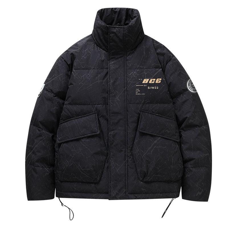 Rain Wear - 羽绒服 メンズ 防寒 立襟 ショート丈 白ダックダウン アウター 英国風 黒 白 カーキ 秋冬