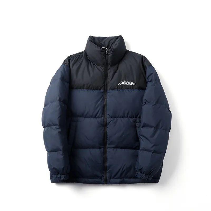 羽絨服 メンズ ショート丈 ダウンジャケット スタンドカラー パン あったか アウター 防寒着 紺色 黒 白