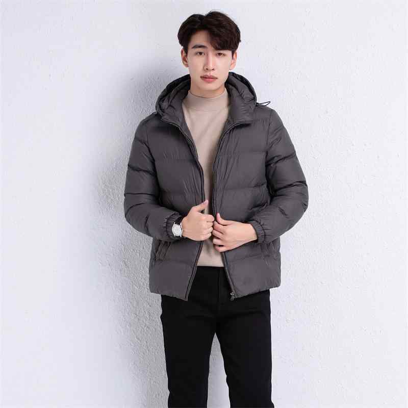 Rain Wear - ダウンジャケット メンズ フード付き 厚手 ダウン 合体型 ショート丈 アウター 防寒 通勤 グレー グレー ブラック 黒 ネイビー 紺 カーキ 冬(x2)