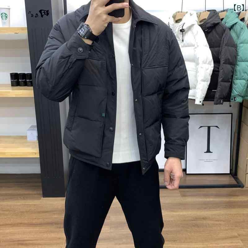 ダウンジャケット 男性用 フェイクレイヤード 襟付き 冬物 アウター 中綿 防寒 暖...