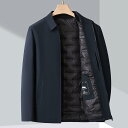 ジャケット 男性用 ダウンジャケット 冬季 暖かい 防寒 ビジネス 紳士服 ミドルエイジ アウター 軽量 撥水 無地 ポリエステル カーキ ネイビー ブラック ワインレッド